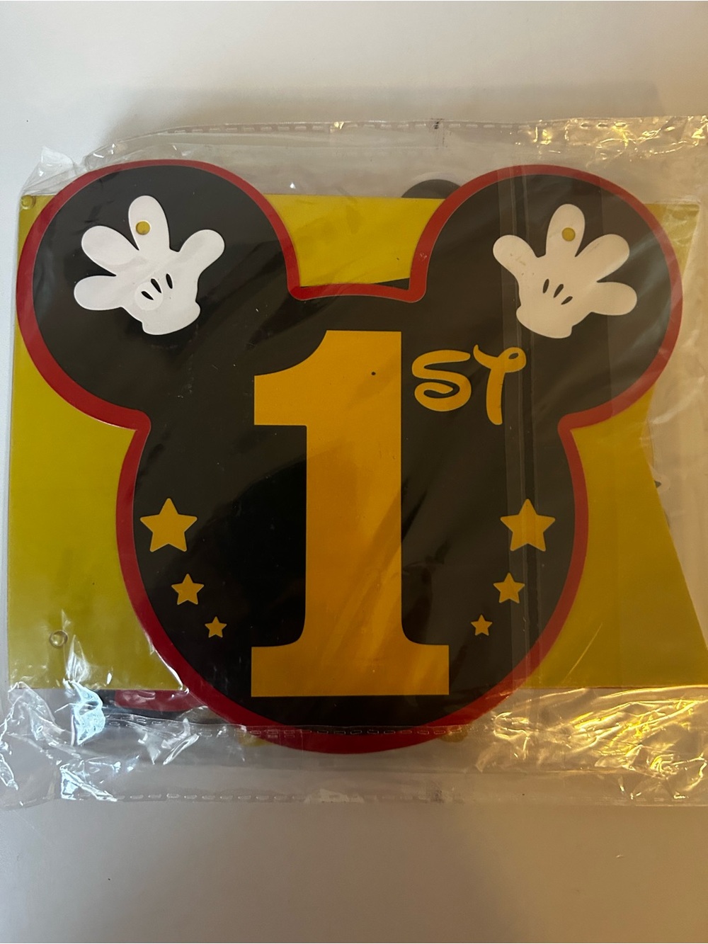 Disney Black and Yellow 1st Birthday Mickey Ear Banner